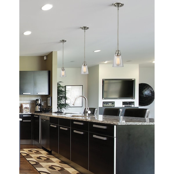 Annora 1 Light Mini Pendant, Brushed Nickel & Clear